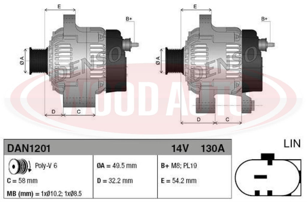 Alternator FOR Jaguar XF 4.2 Petrol Denso Ford Lucas 2008 2009 2010 2011 2012 ON - view 3