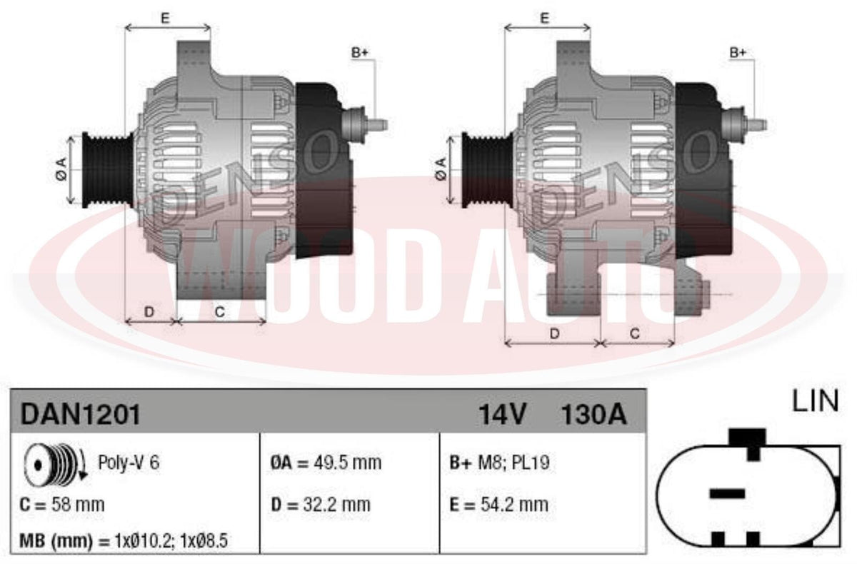 Alternator FOR Jaguar XF 4.2 Petrol Denso Ford Lucas 2008 2009 2010 2011 2012 ON - view 3